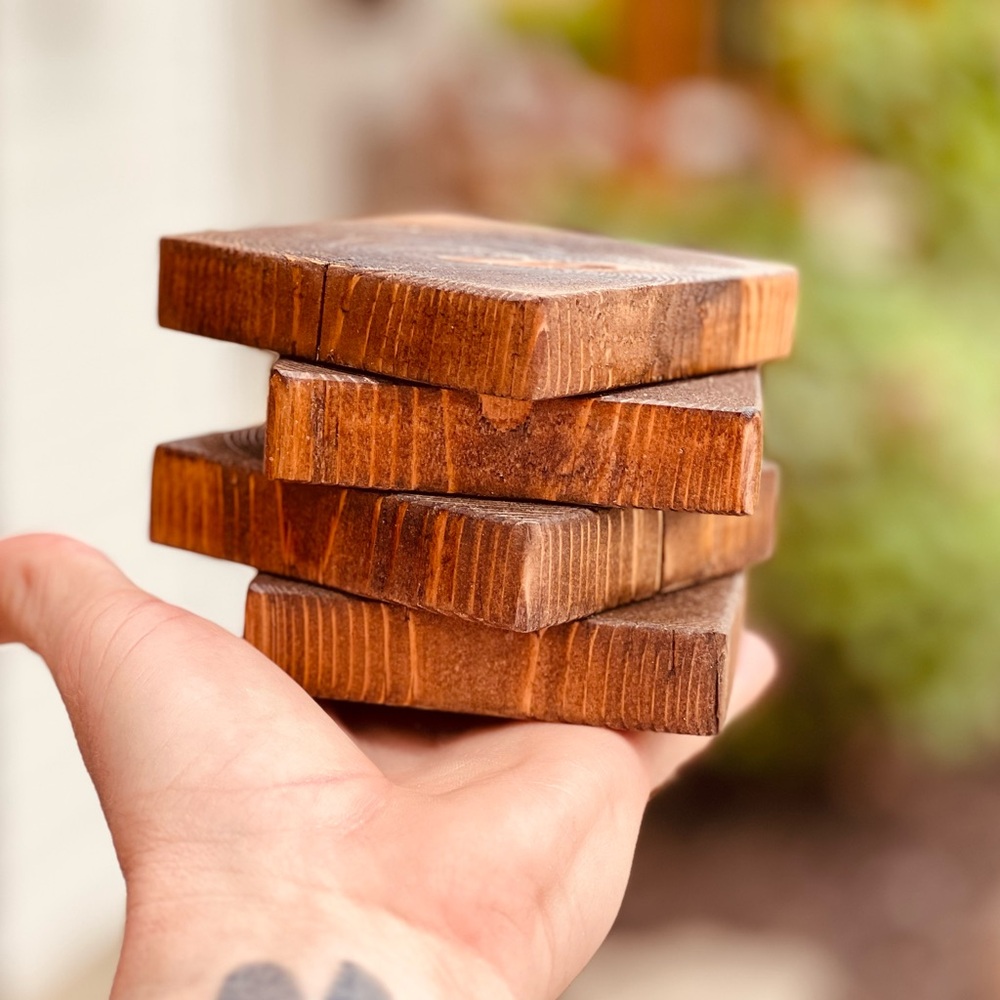 Handmade Cedar wood drink coasters $25